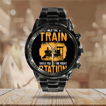 Discover Train Transportation Train Lover Train Station Calendar Steel Band Watch