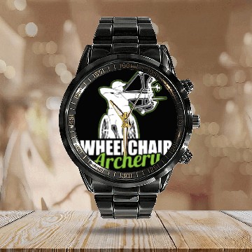 Discover Archery Wheelchair Calendar Steel Band Watch