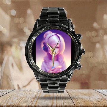 Discover 1# young girl gamer. Calendar Steel Band Watch