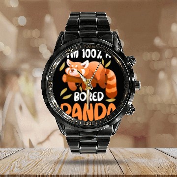 Discover Red Panda Bored Cute Animal Lazy Animal Lover Calendar Steel Band Watch