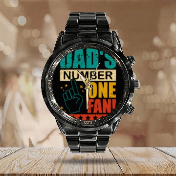 Discover Dad's Number One Fan Daddy's Kid Proud Father's Calendar Steel Band Watch