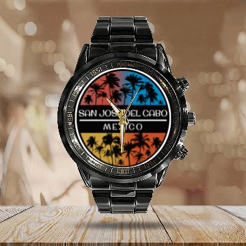 Discover San Jose Del Cabo Mexico Stylish Vacation Calendar Steel Band Watch