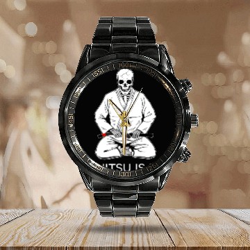 Discover Kneeling Skeleton - Jiu Jitsu is life Calendar Steel Band Watch