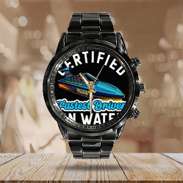 Discover Drag Boat Racing Racer Speed Motor Boat Calendar Steel Band Watch