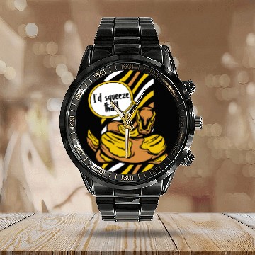 Discover I'd Squeeze That Snake Lover Pythonidae Banana Calendar Steel Band Watch