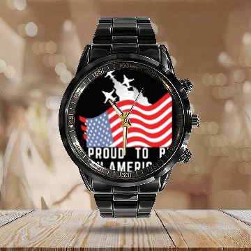 Discover Wings of Liberty: Red, White, and Blue Plane Calendar Steel Band Watch