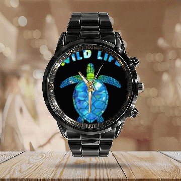 Discover Wildlife Turtles Reptile Sea Animal Tortoise love Calendar Steel Band Watch