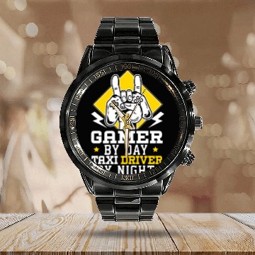 Discover Gamer By Day Taxi Driver By Night Cab Driver Calendar Steel Band Watch