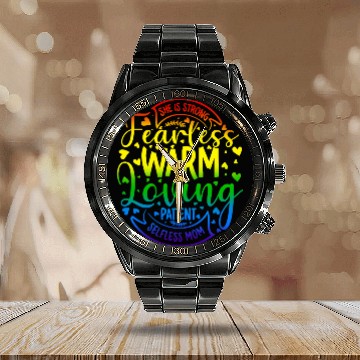 Discover She Is Mom Strong Fearless Warm Loving Patient Calendar Steel Band Watch