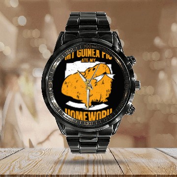 Discover My Guinea Pig Ate My Homework Animal Lover Calendar Steel Band Watch
