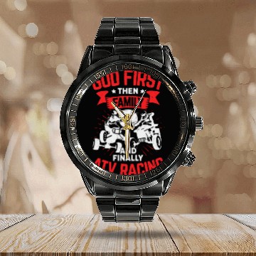 Discover Atv Racing Quad Bike Rider Gift Calendar Steel Band Watch