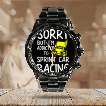 Discover Sprint Car Racing, sprint car, dirt track racers Calendar Steel Band Watch