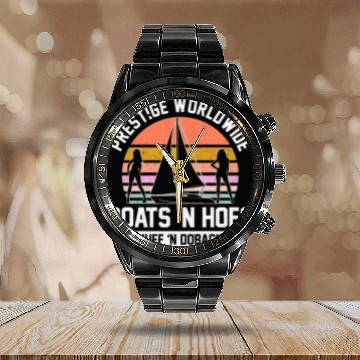 Discover Prestige Worldwide Boats 'N Hoes Huff 'N Doback Calendar Steel Band Watch