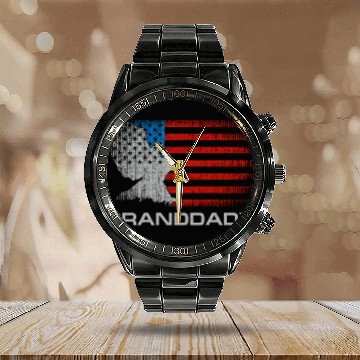 Discover Granddady US American Flag From Grandchildren For Calendar Steel Band Watch