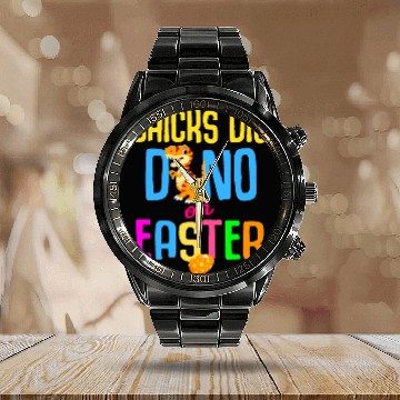 Discover Easter T-rex Dinosaur Rabbit Easter Bunny Holiday Calendar Steel Band Watch