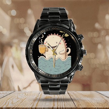 Discover Cute Axolotl & Coffee Kawaii Anime Axolotls Calendar Steel Band Watch