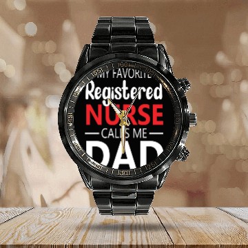 Discover My Favorite Registered Nurse Calls Me Dad Calendar Steel Band Watch