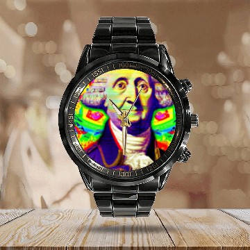 Discover Trippy George Washington Calendar Steel Band Watch