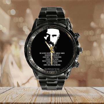 Discover Saint Nicholas Serbian on the metaphysics of war Calendar Steel Band Watch