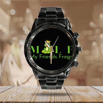 Discover My Friends Frogs Man I Love Frogs Calendar Steel Band Watch