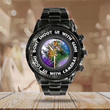 Discover Dont Shoot Us Wildlife Conservation Giraffe Aloe Calendar Steel Band Watch