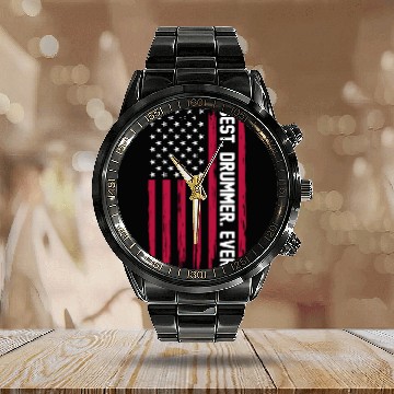 Discover Drummer American Flag Drum Player US Flag Drummer Calendar Steel Band Watch