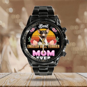 Discover Best English Bull Terrier Mom Ever Mothers Day Calendar Steel Band Watch