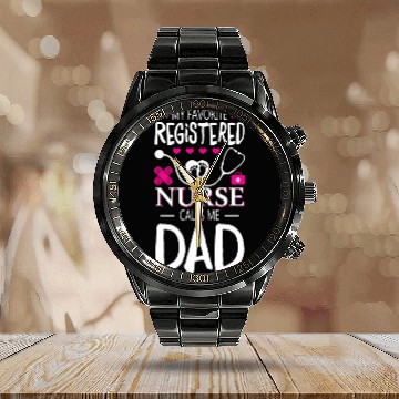 Discover My Favorite Registered Nurse Calls Me Dad Calendar Steel Band Watch