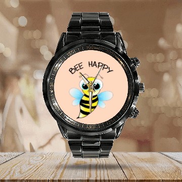 Discover BEE HAPPY - MENTAL HEALTH STICKER Calendar Steel Band Watch