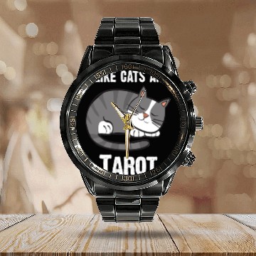 Discover I Like Cats And Tarot - Gift For Cat Lovers Calendar Steel Band Watch