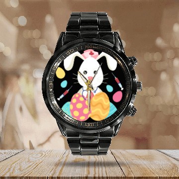 Discover Easter Medical Bunny Eggs Nursing Rabbit Calendar Steel Band Watch