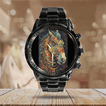 Discover Cute Horse Calendar Steel Band Watch