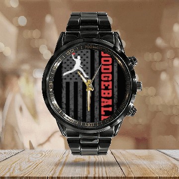 Discover American Flag Dodgeball Player Coach Team Sports Calendar Steel Band Watch