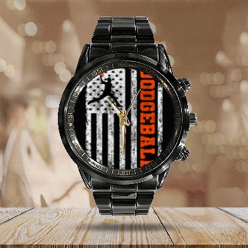 Discover American Flag Dodgeball Player Coach Team Sports Calendar Steel Band Watch