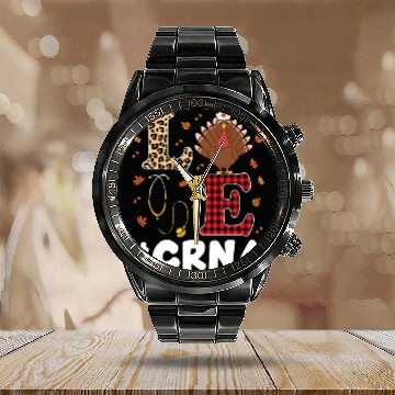 Discover Cute CRNA Nurse Anesthesist Thanksgiving Calendar Steel Band Watch