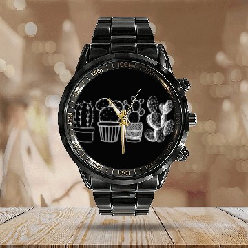 Discover Cactus Pocket, funny cactus, cute cactus, cactus Calendar Steel Band Watch
