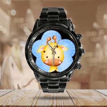 Discover Baby Giraffe Calendar Steel Band Watch
