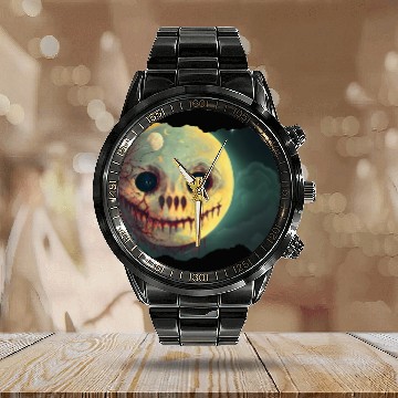 Discover Evil Moon Calendar Steel Band Watch