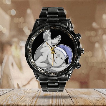 Discover Seal Sleeping Nightcap Calendar Steel Band Watch