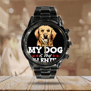 Discover My Dog Is My Valentine Date Cute Doggy Calendar Steel Band Watch