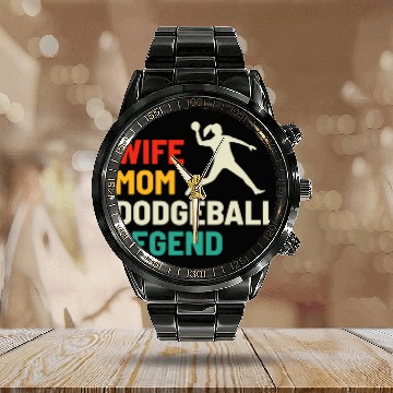 Discover Dodgeball Player Mom Wife Legend Mummy Mother Calendar Steel Band Watch