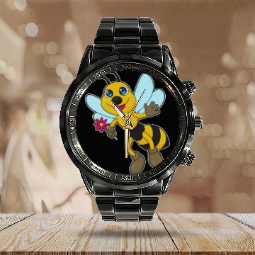 Discover Bee With Flower Calendar Steel Band Watch