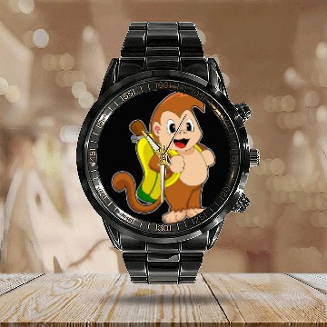 Discover Monkey Banana Backpack Calendar Steel Band Watch