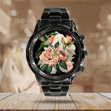 Discover Plants Roses Flowers Calendar Steel Band Watch
