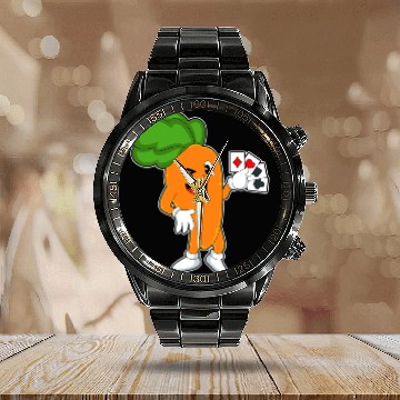 Discover Carrot At Poker With Poker Cards Calendar Steel Band Watch
