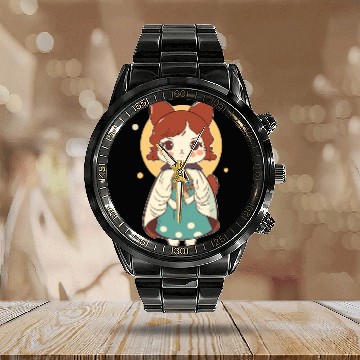 Discover Cat Art Japanese Cat Girl Calendar Steel Band Watch