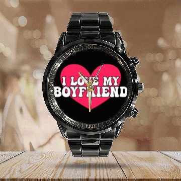Discover I love my boyfriend Calendar Steel Band Watch