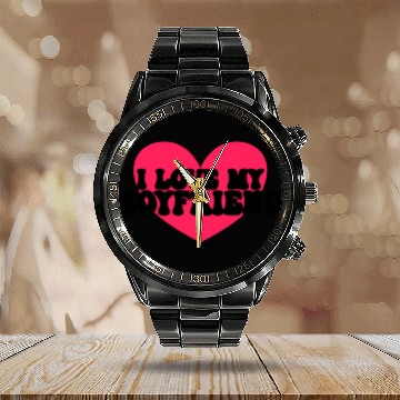Discover I love my boyfriend Calendar Steel Band Watch