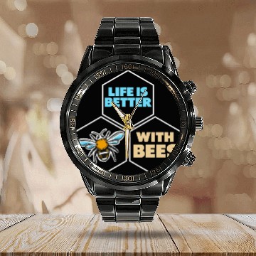 Discover Beekeeper Bees Insects Flowers Bee Lover Plants Calendar Steel Band Watch
