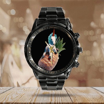 Discover Pineapple unicorn - tropical unicorn Calendar Steel Band Watch